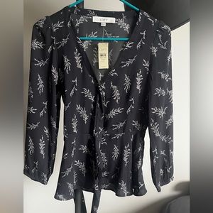 Loft Floral Peplum Tie Waist Top Petite xxs  {Reasonable offers welcome}
